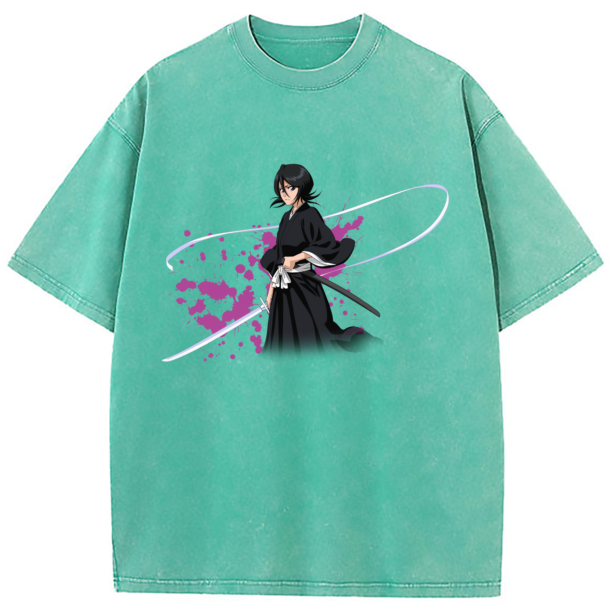 （画像用） ブリーチ 朽木ルキア BLEACH Kuchiki Rukia 綿100% ヴィンテージ風 半袖Tシャツ（フロントプリント）